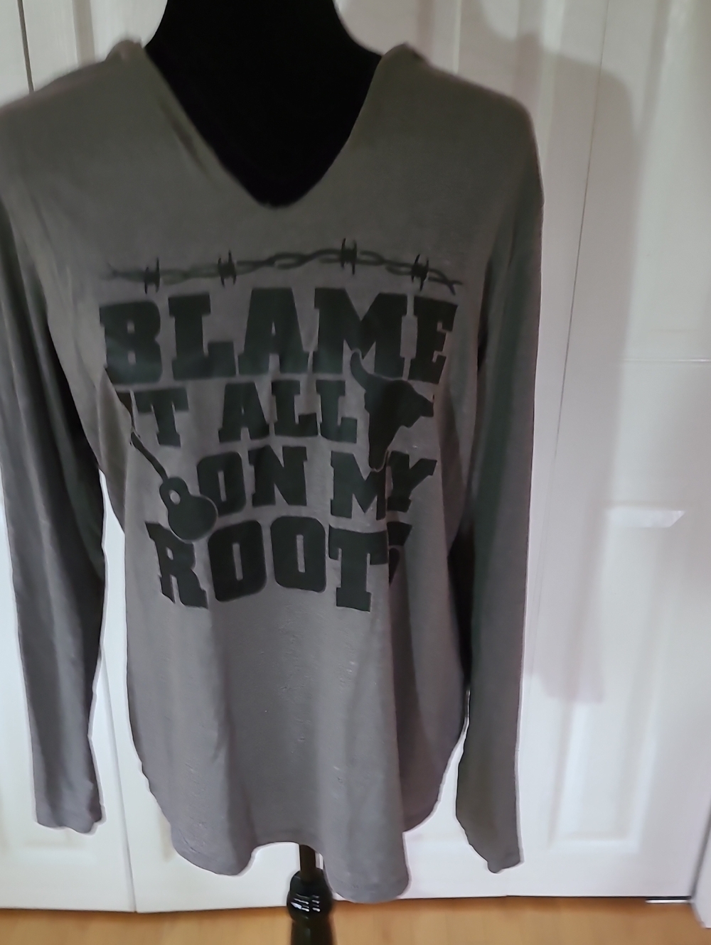 Gray Graphic Hoodie - "Blame It All On My Roots"